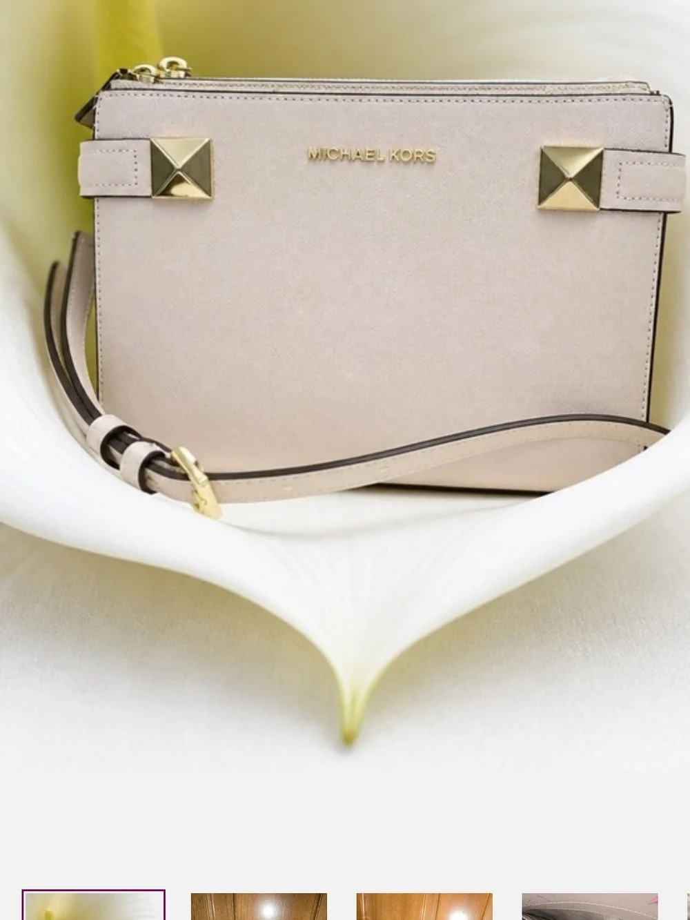 Michael Kors Pale Pink Crossbody Bag with Gold Hardware